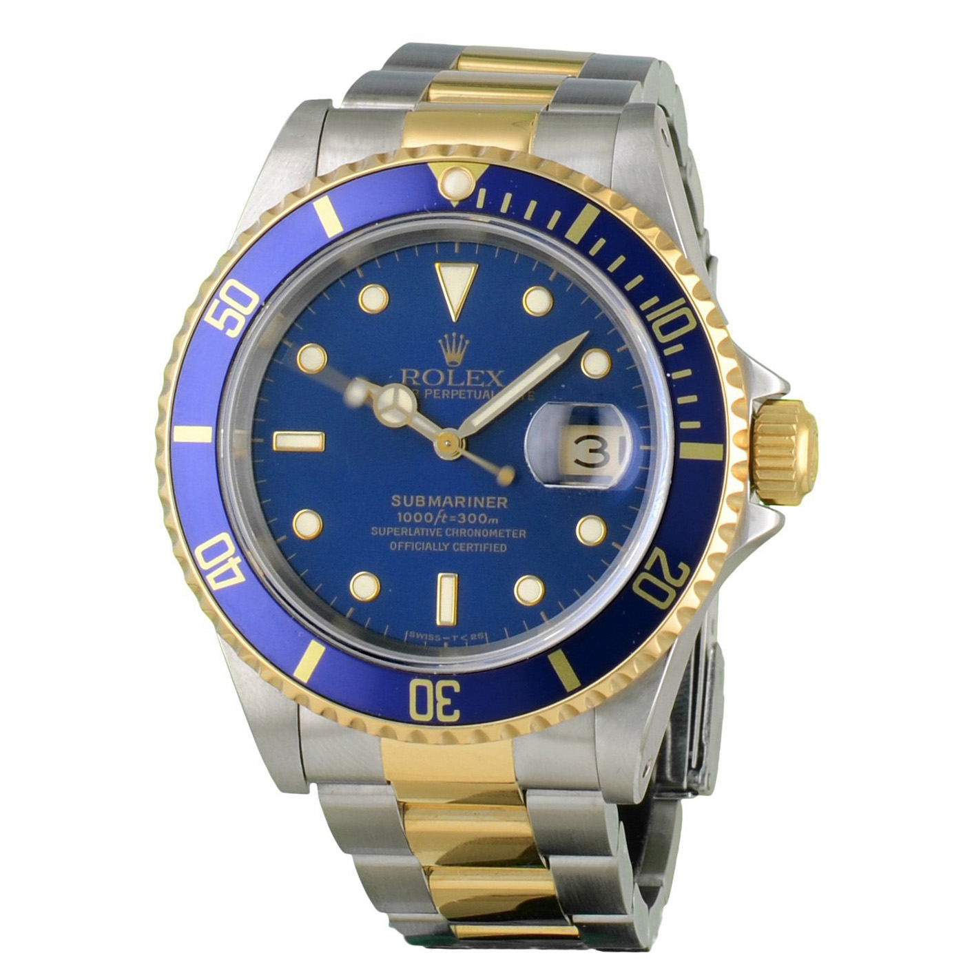 Rolex submariner date blue online dial men's watch 16613lb